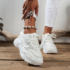 Women's Chunky Sneakers Faux Leather Mesh Dad Shoes