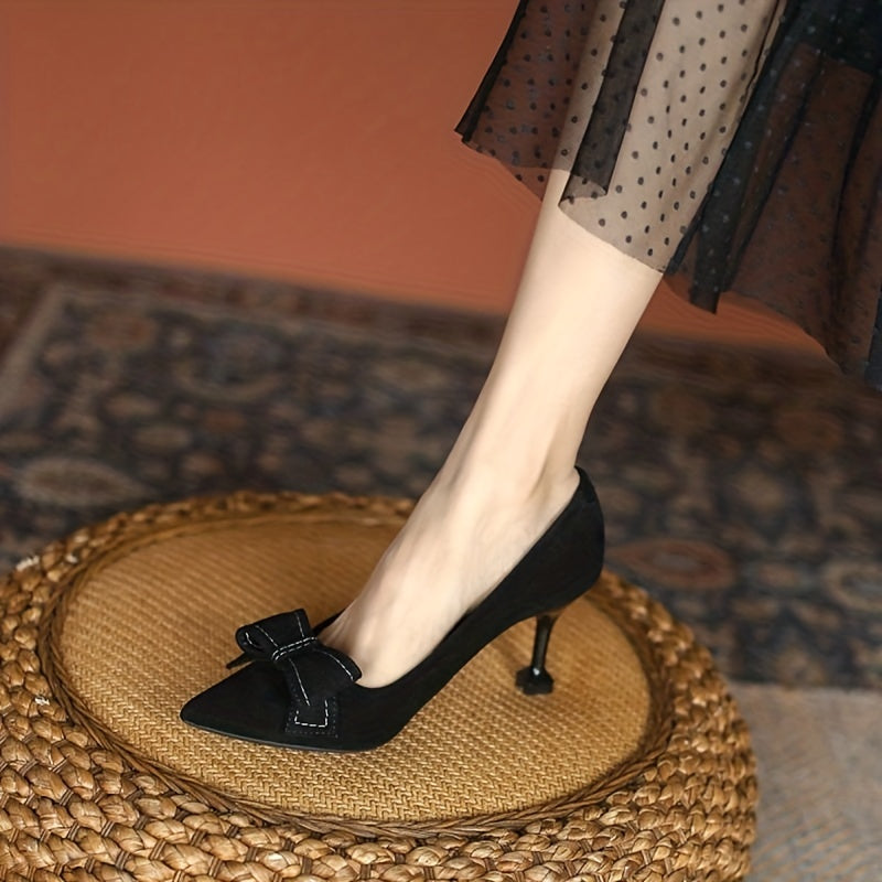 Bowknot Stiletto Heels Pointed Toe Dress Pumps Party Heels