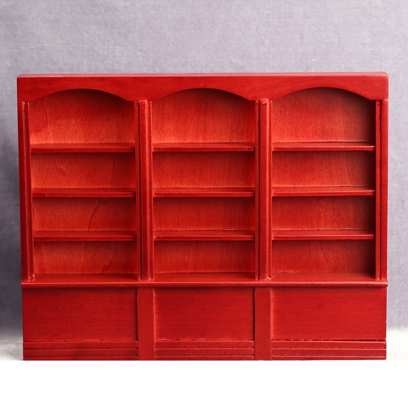 Dark Brown Wooden Triplet Bookcase Dollhouse Furniture
