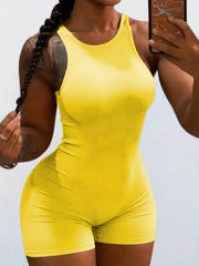 Sexy Bodycon Workout Romper Sleeveless Crew Neck Women's Clothing