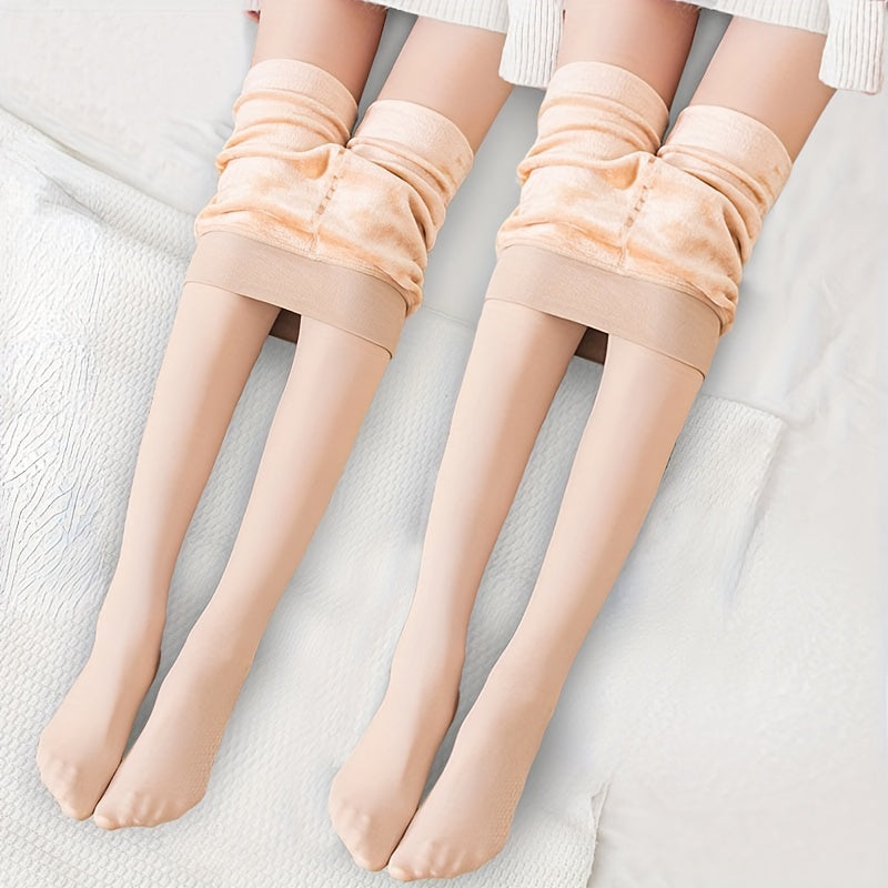 Plush Lined High Waist Footed Pantyhose Women's Stockings