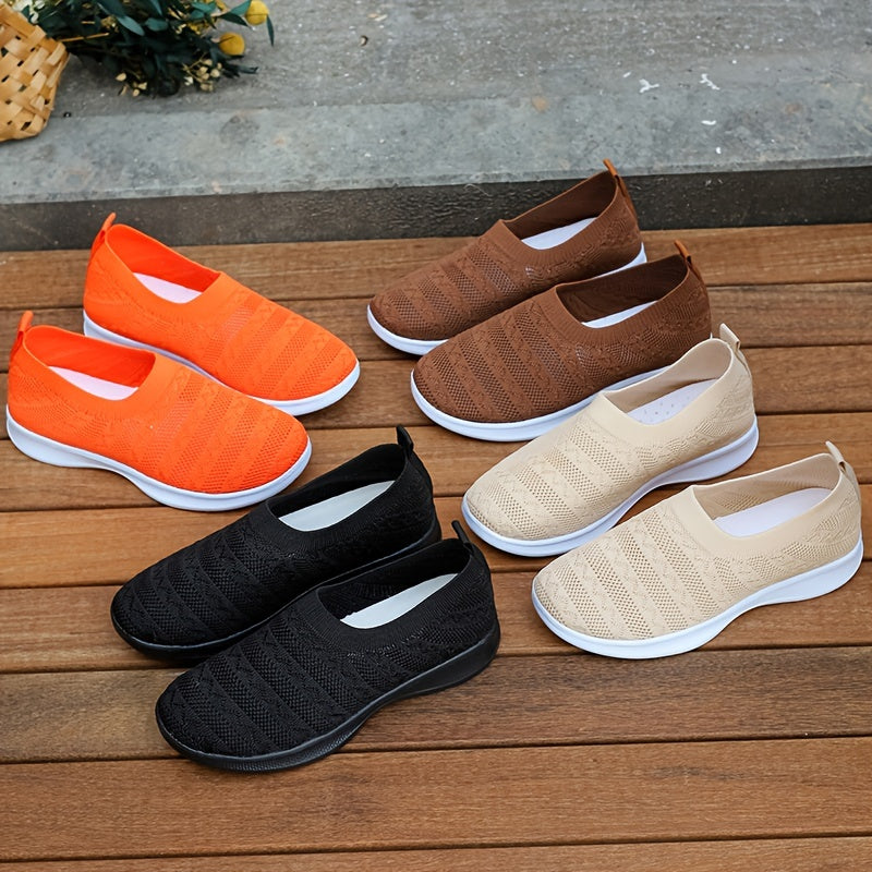 Women's Knit Mesh Walking Shoes Slip on Casual Sneakers