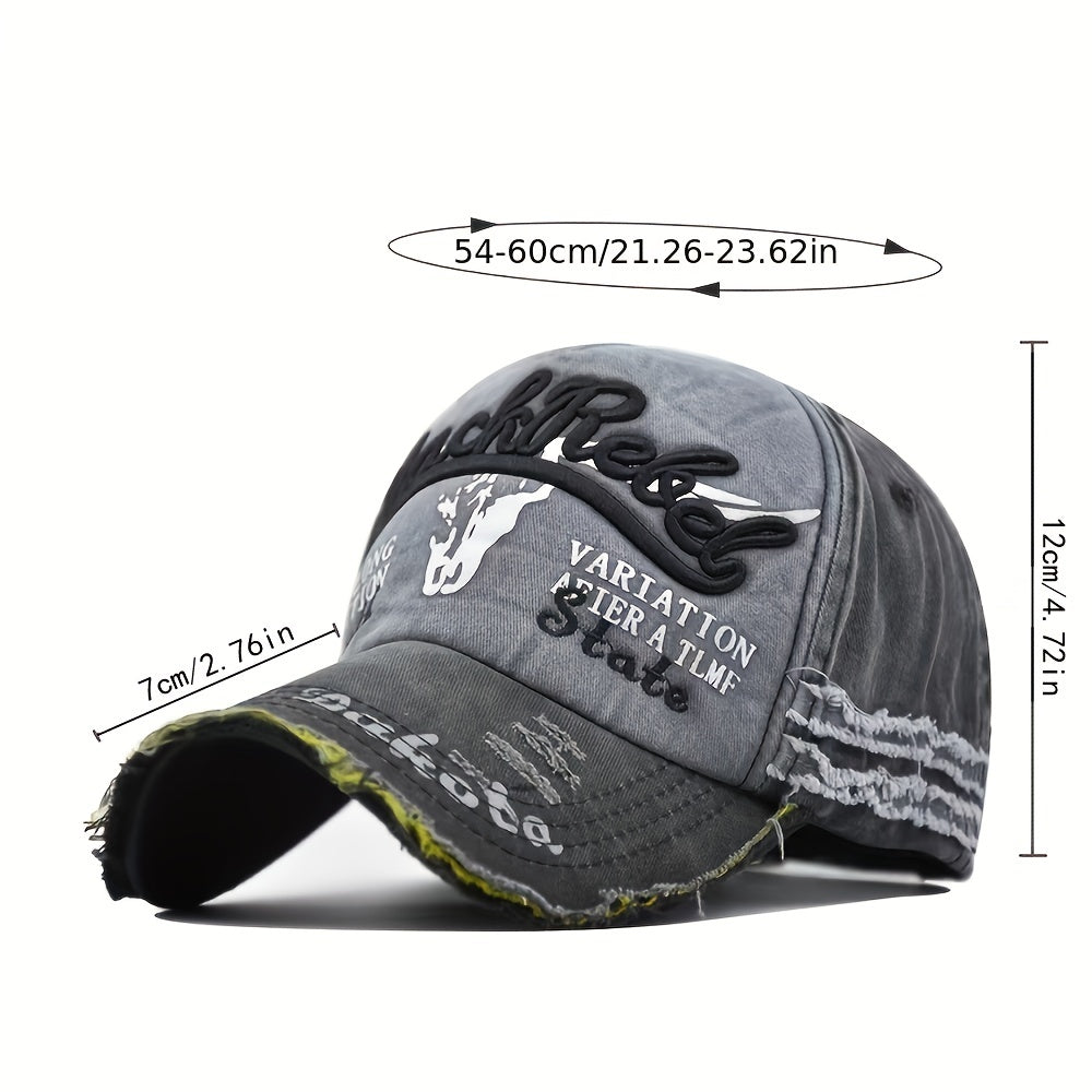 Vintage Ripped Baseball Cap Letter Embroidery Distressed Dad Hat