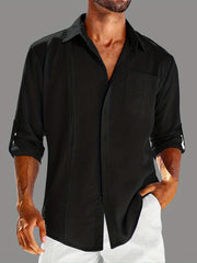 Men's Lace Casual Wrist Long Sleeve Shirt With Chest Pocket