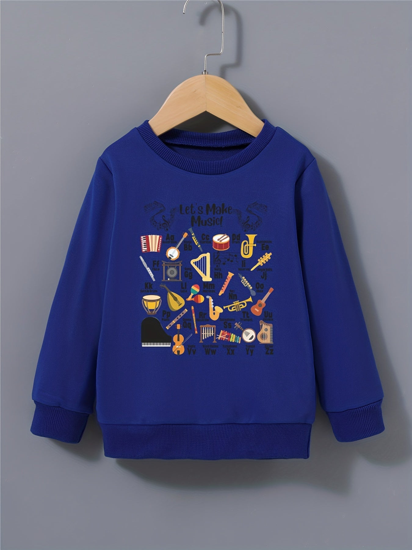 Boys Musical Instrument and Letter Print Sweatshirt