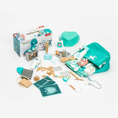 36 PCS Wooden Doctor Playset For Toddlers Pretend Toy Dentist Kit