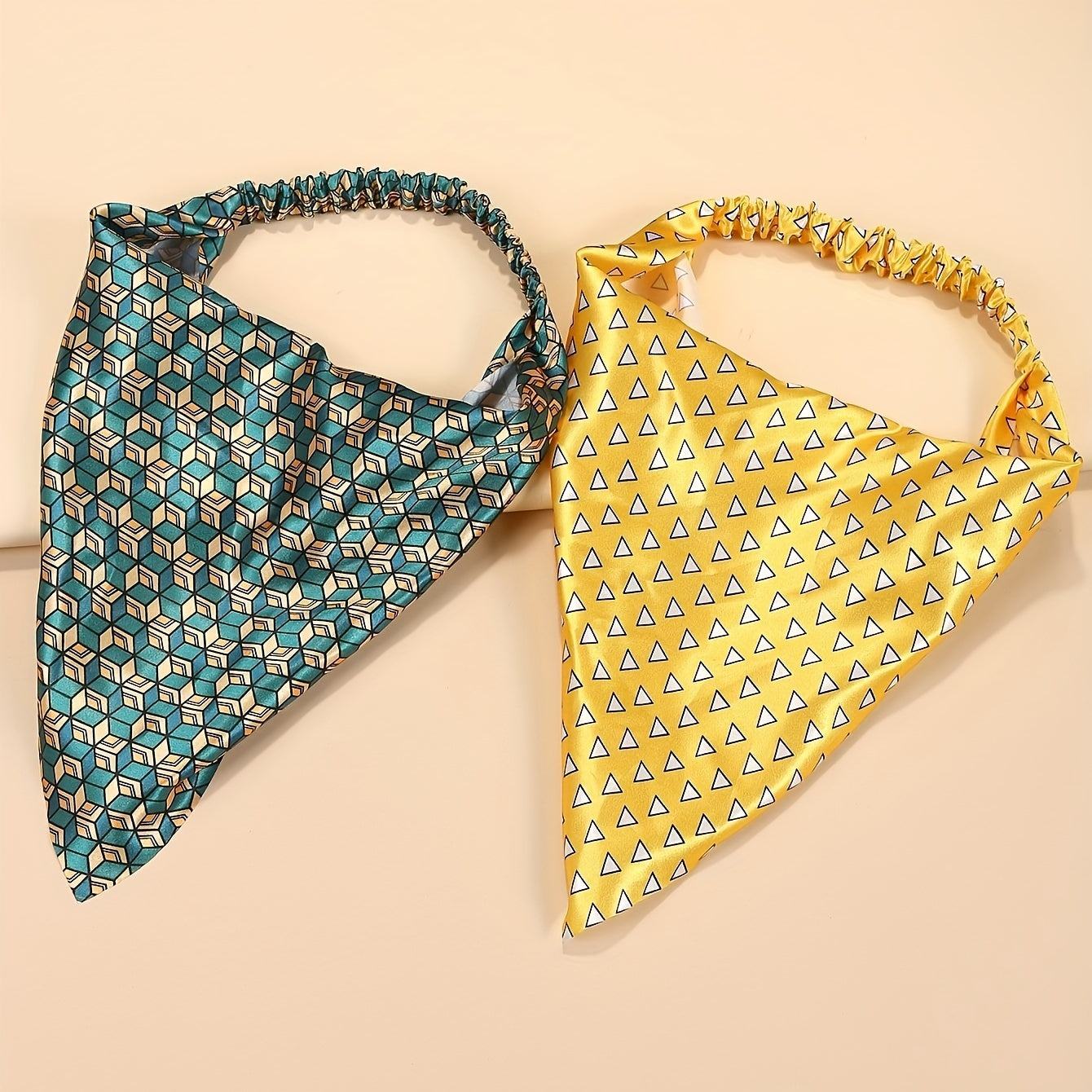 Geometric Anime Print Triangle Scarf Elastic Turban Bandana Head Wrap