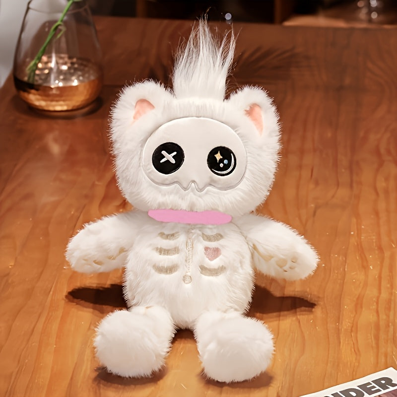 35in Skeleton Cat Plush Toy Soft Stuffed Doll Halloween Gift