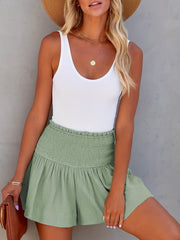 Smocked Waist Beach Shorts Vacation Casual Shorts