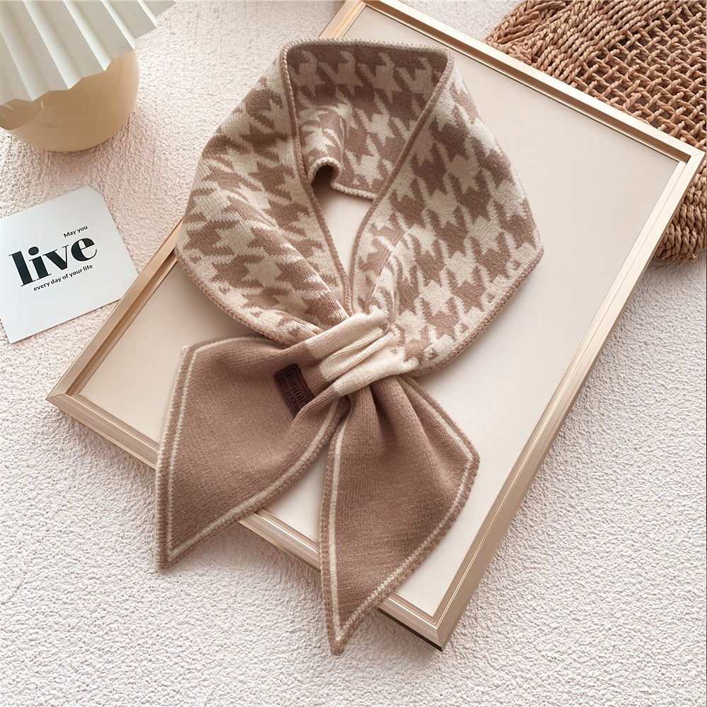 Houndstooth Knit Neck Scarf Art Print Scarf