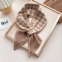 Houndstooth Knit Neck Scarf Art Print Scarf