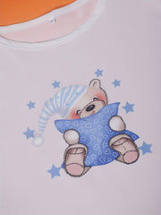 Bear Print Pajama Set Short Sleeve Top & Pants Women's Sleepwear