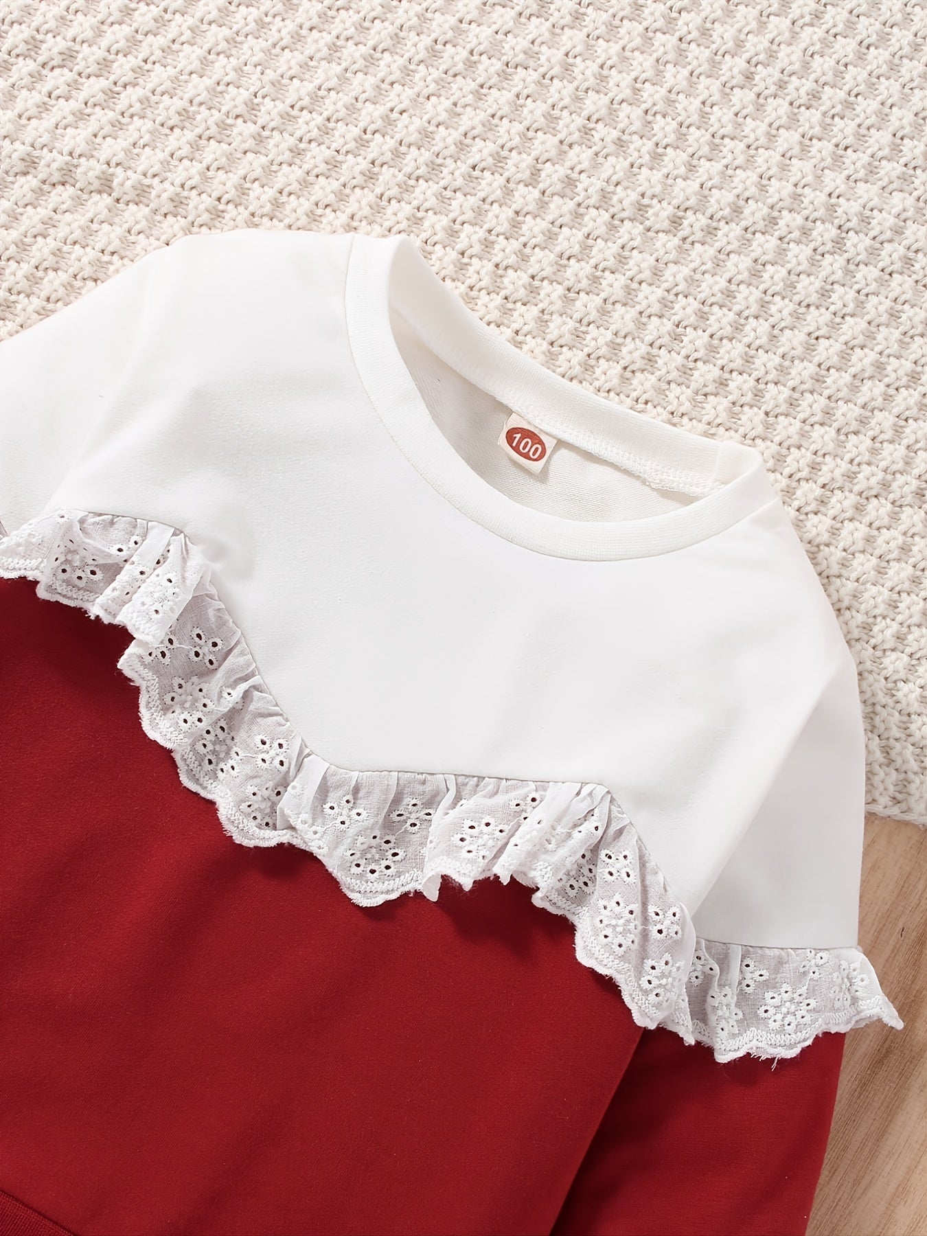 Girls Lace Crew Neck Top & Pants Suit