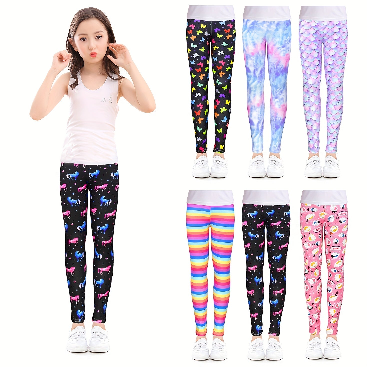 Girls Colorful Pantyhose Leggings Soft Yoga Pants 4-12 Yrs
