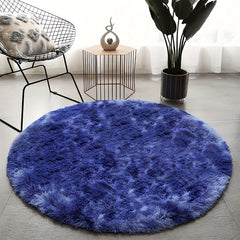 Round Tie Dye Long Pile Carpet and Mat Non-slip Bottom Soft and Comfortable