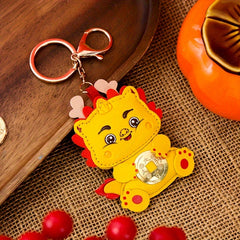 Chinese Zodiac Dragon PU Leather Keychain Backpack Pendant Year Gift