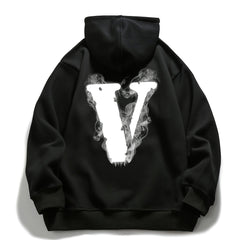 V Letter Print Hoodie Fleece Pullover Active Hooded S