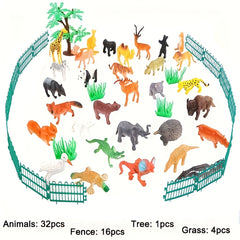 Set of 53 Mini Jungle Animal Models with Toys & Puzzles for Kids