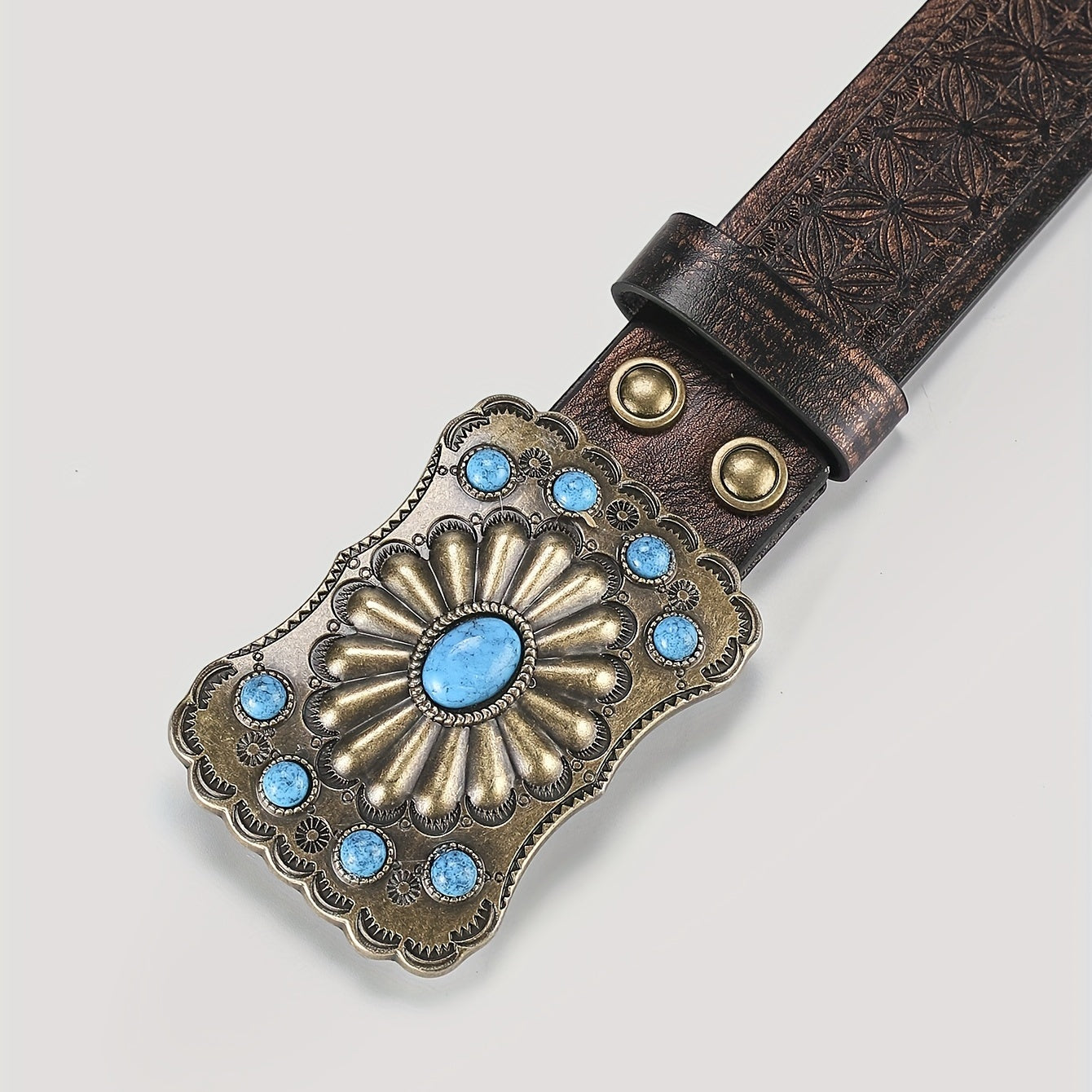 Men's Vintage Champagne Embossed Belt