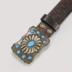 Men's Vintage Champagne Embossed Belt