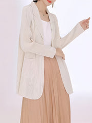 Stripe Textured Open Front Blazer for Women