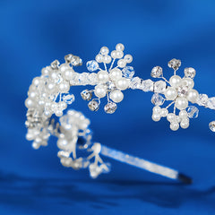Faux Pearl Crystal Flower Hairband Headband