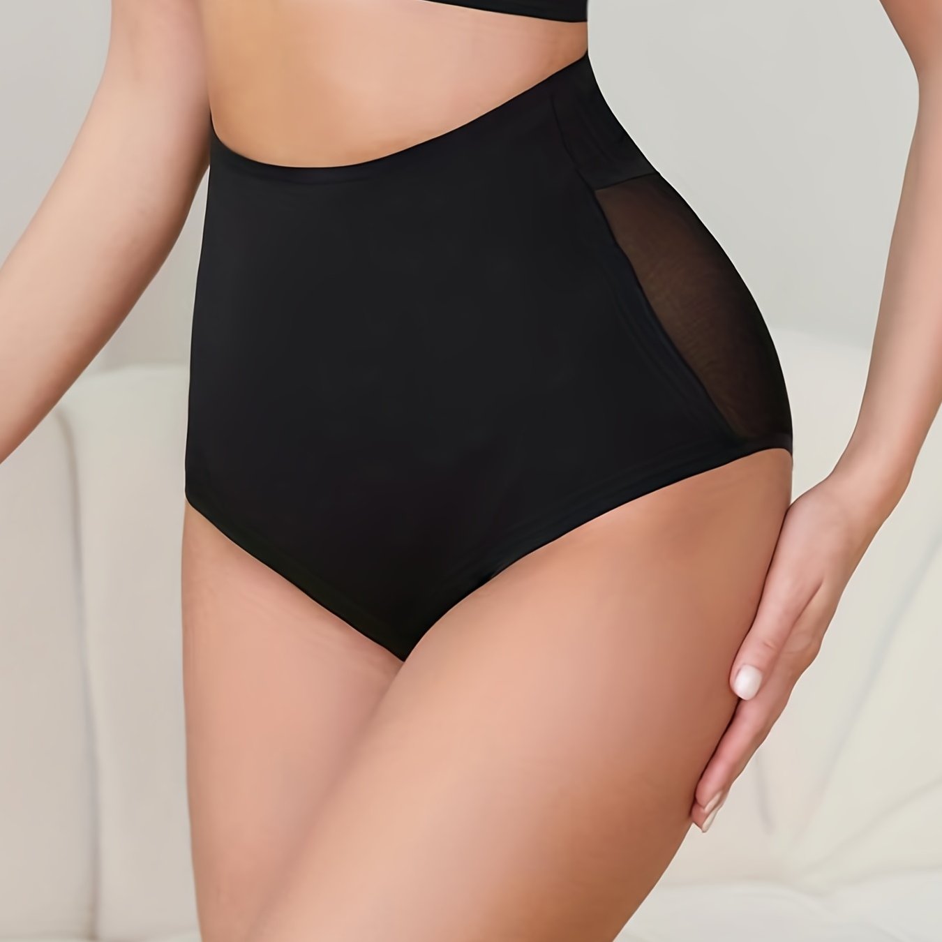 Mesh Stitching Shaping Panties High Waist Tummy Control Slimming Panties