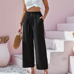 Button Front Straight Leg Pants Spring & Summer