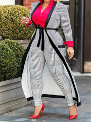 Houndstooth Cardigan & Skinny Pants Two Piece Set