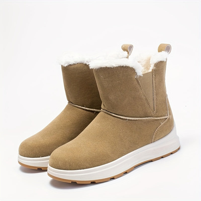 Women's Solid Platform Snow Boots Casual Plush Warm Shoes