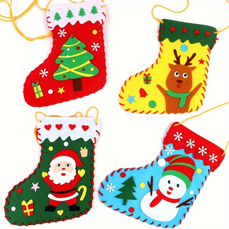 1pc Christmas Socks Diy Decoration Material Pack Random