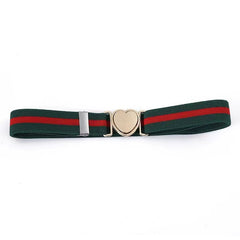 Kids Colorful Elastic Stretch Belts w/ Heart Shape Buckle