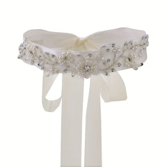 Floral & Pearl Embellished Bridal Sash - Wedding Dress Belt