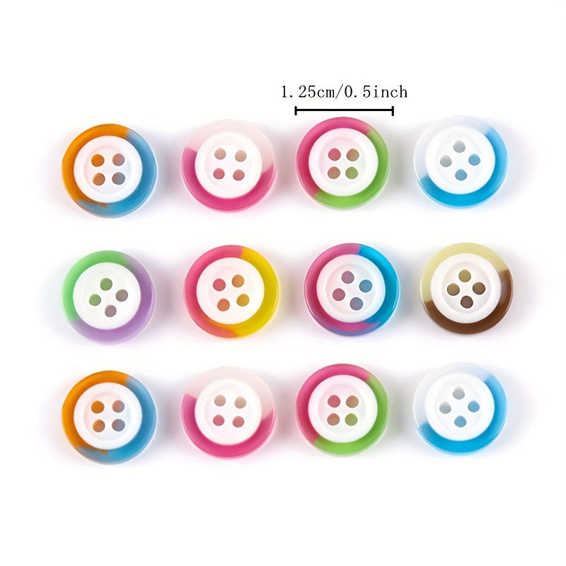 10pcs 12.5mm Resin Rainbow Candy Contrast Buttons DIY Sewing Craft Supplies