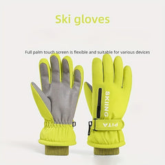 Waterproof Winter Skiing Gloves Touch Screen with Zippered Pockets