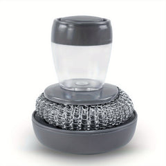 Stainless Steel Wool Scrubber with Soap Dispenser for Kitchen Cleaning