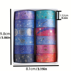 12pcs Starry Sky Washi Tape Set DIY Crafts Gift Wrapping Scrapbooking Supplies