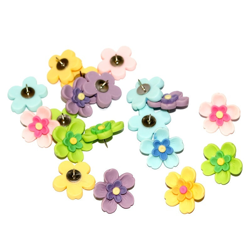 15pcs 3D Flower Push Pins for Cork Board Office Utensils