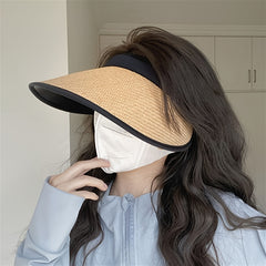 Foldable Visor Hat Outdoor UV Protection Sunshade Straw Travel Beach Hat