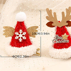 2pcs Christmas Mini Hat Clips Decorative Hair Clips Holiday Decoration