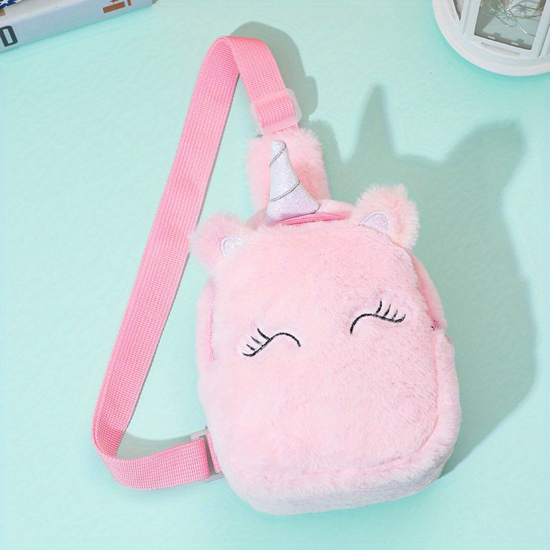 Kids Cartoon Plush Chest Bag Shoulder Bag Travel Backpack Girls