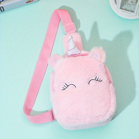 Kids Cartoon Plush Chest Bag Shoulder Bag Travel Backpack Girls