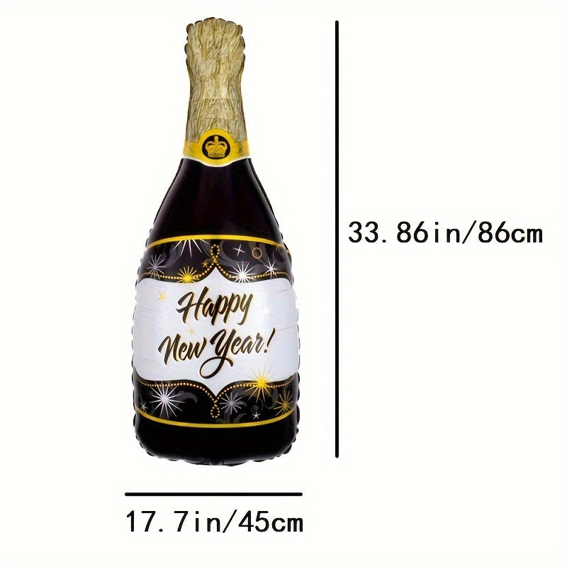 12pcs Golden Sequin Wine Bottle Balloon Party Decoration Set