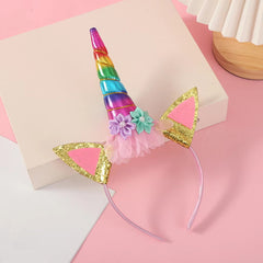 Sequin Unicorn Flower Hair Hoop for Party Decoration