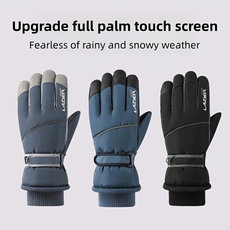 Windproof Anti Slip Winter Ski Gloves Men Warm Touch Screen Compatible