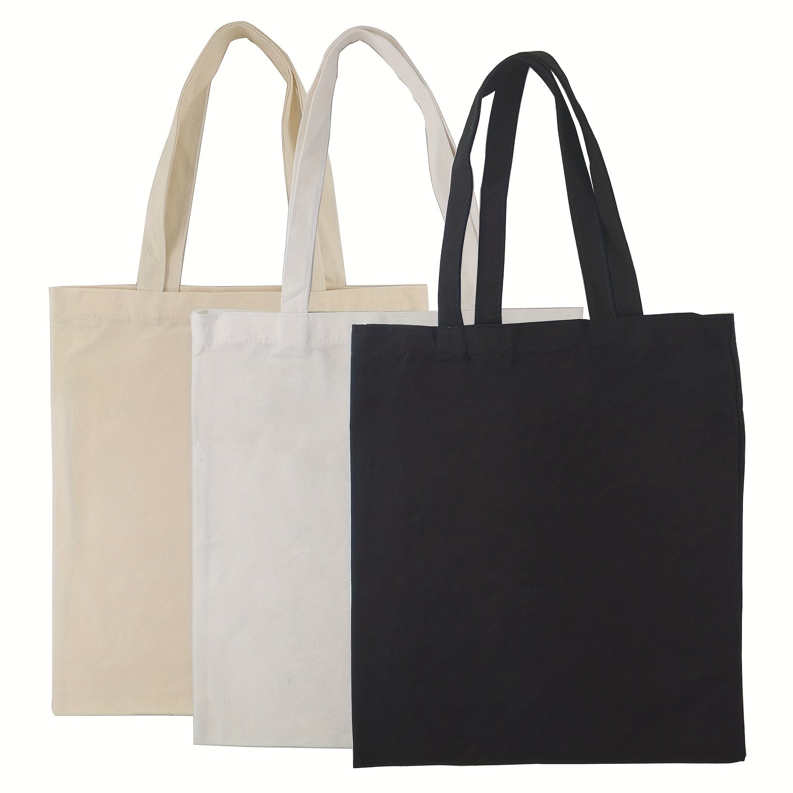 3pcs Canvas Tote Bag Foldable Reusable Handbag