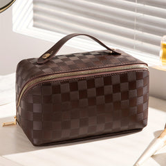 Large Capacity Travel Cosmetic Bag Waterproof PU Leather Makeup Organizer
