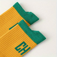 5 Pairs Boy's Mid Crew Letter Sport Socks