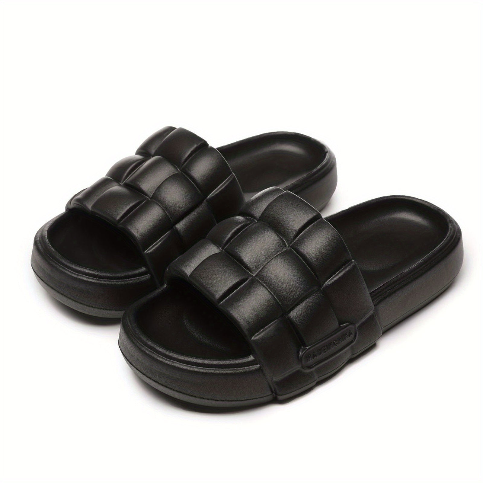 Men's Plaid Platform Slides Soft Sole Slippers
