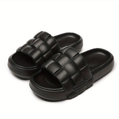 Men's Plaid Platform Slides Soft Sole Slippers